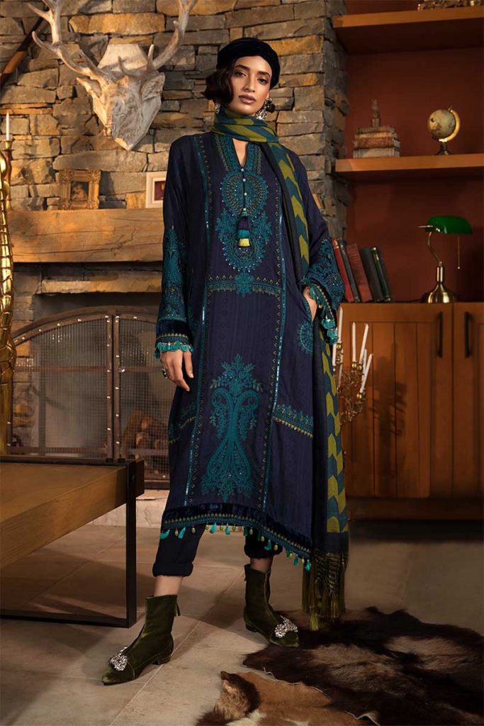 Maria B Linen Suit Embroidered Ready Made Winter Collection 2019 Pakistani India 